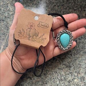 Justin Boots Turquoise and Silver teardrop Necklace